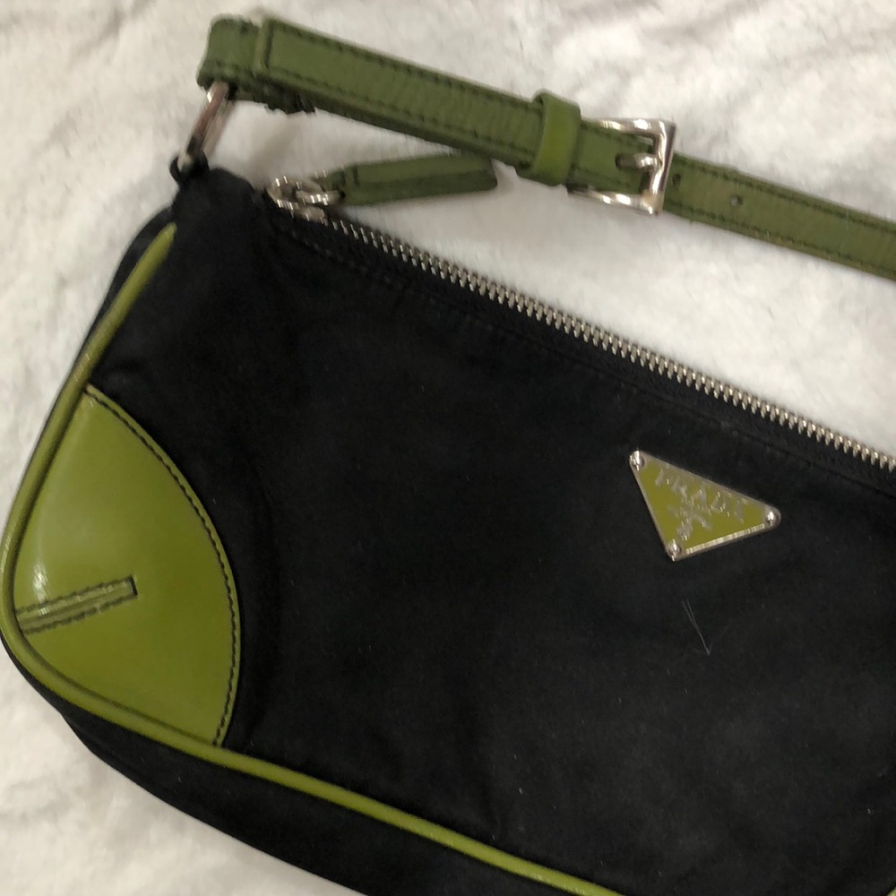 Authentic Prada Saffiano Leather & Nylon Vintage Y2K Pouchette Shoulder Bag RARE - Picture 4 of 12